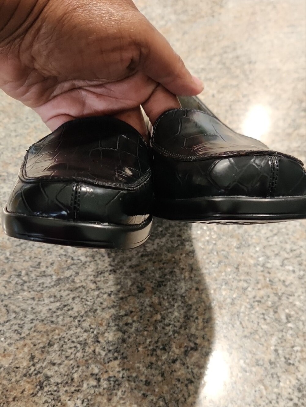 AEROSOLES Black Croc‑Embossed Slip‑On Wedge Comfort Shoes – Women’s 9.5 - Picture 4 of 8